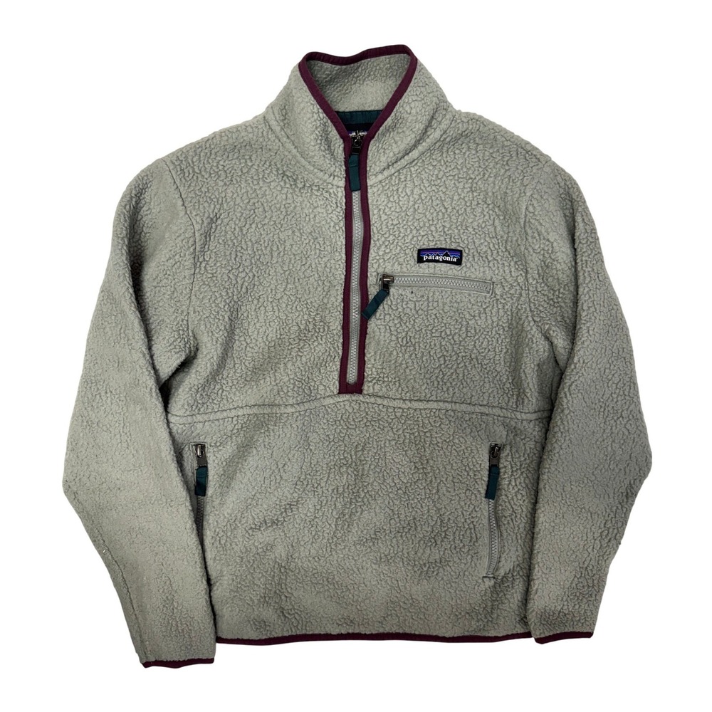Patagonia Womens Retro Pile Fleece Marsupial Pullover Grey Small